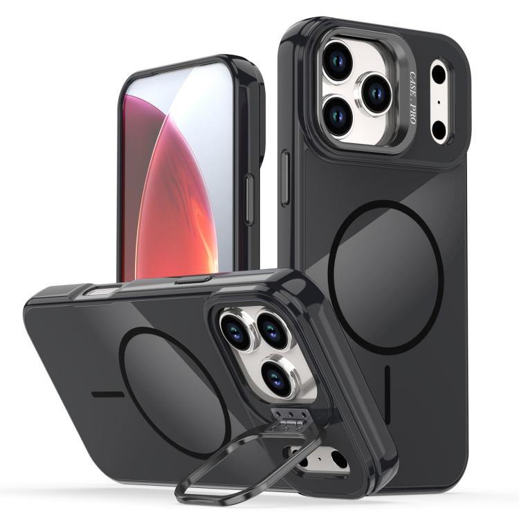 For iPhone 17 Pro Bright Color Imitation Camera Bracket Magsafe Phone Case(Midnight Black)