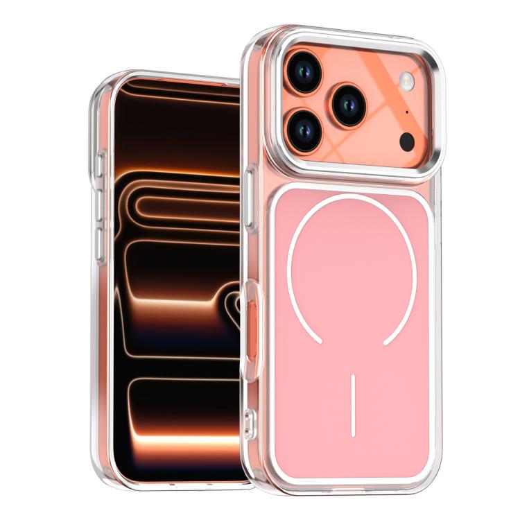 For iPhone 17 Pro Bright Shadow Two-color MagSafe Magnetic Phone Case(Pink)