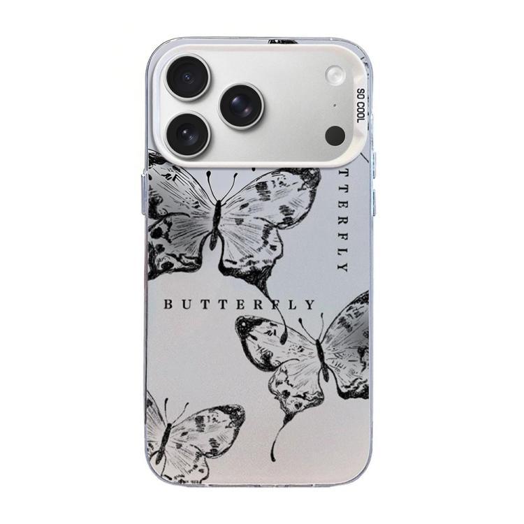 For iPhone 17 Pro Butterfly Pattern Silver Plating PC Hybrid TPU Phone Case(Ink Wash)