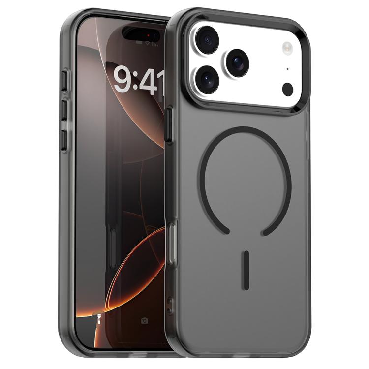 For iPhone 17 Pro C-type Candy Fine Circle Magsafe PC Hybrid TPU Phone Case(Black)