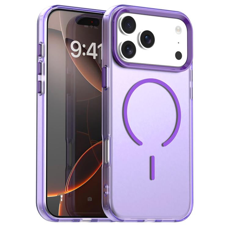 For iPhone 17 Pro C-type Candy Fine Circle Magsafe PC Hybrid TPU Phone Case(Purple)
