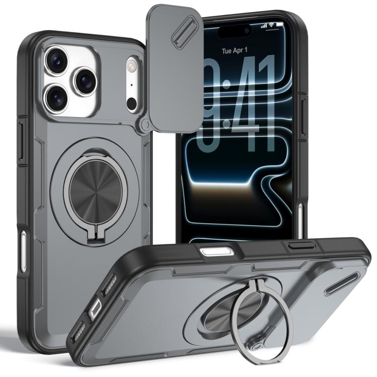 For iPhone 17 Pro Camshield Rotation Holder MagSafe Phone Case(Grey)