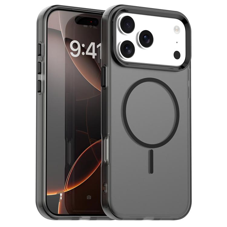 For iPhone 17 Pro Candy Fine Circle Magsafe PC Hybrid TPU Phone Case(Black)