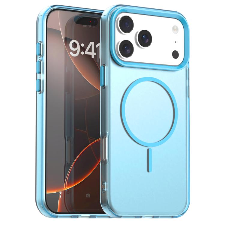 For iPhone 17 Pro Candy Fine Circle Magsafe PC Hybrid TPU Phone Case(Blue)