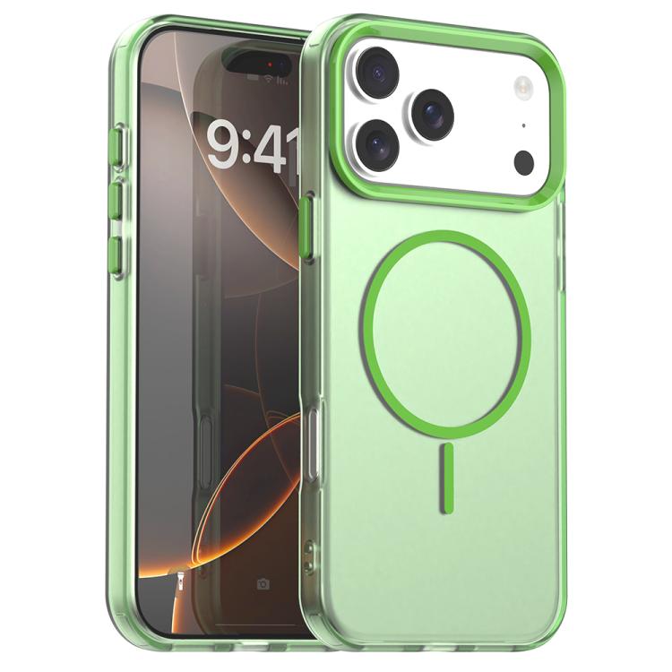 For iPhone 17 Pro Candy Fine Circle Magsafe PC Hybrid TPU Phone Case(Green)