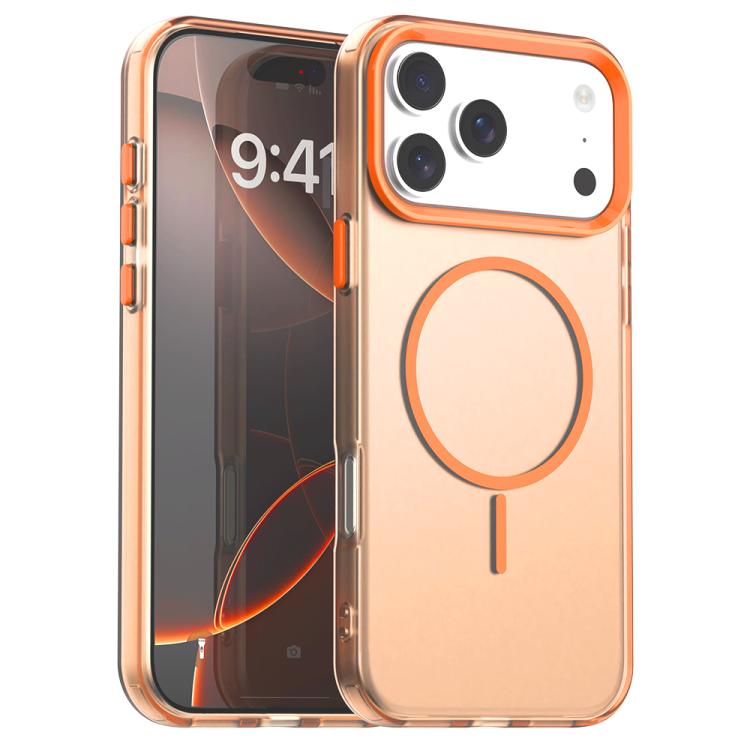 For iPhone 17 Pro Candy Fine Circle Magsafe PC Hybrid TPU Phone Case(Orange)