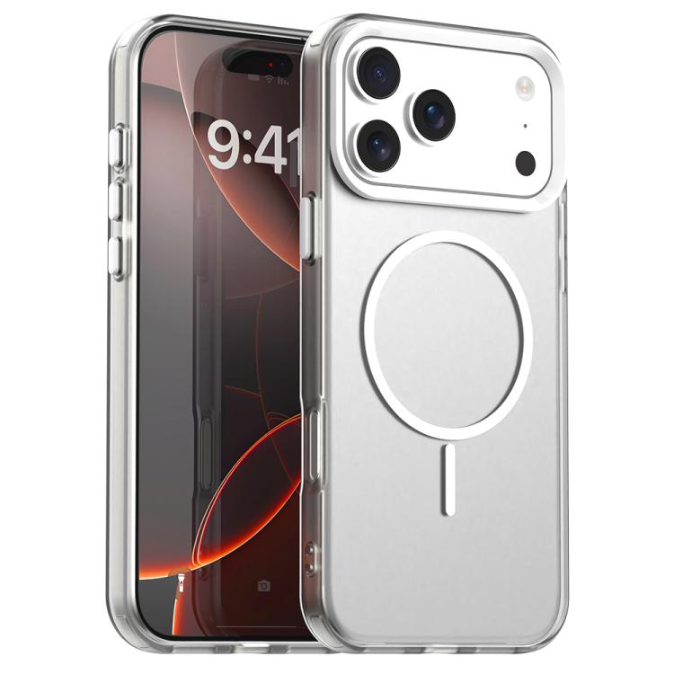 For iPhone 17 Pro Candy Fine Circle Magsafe PC Hybrid TPU Phone Case(White)