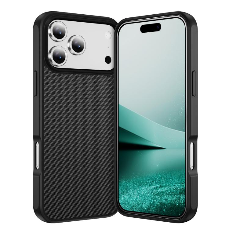 For iPhone 17 Pro Carbon Fiber Texture Skin-feel MagSafe Phone Case(Black)