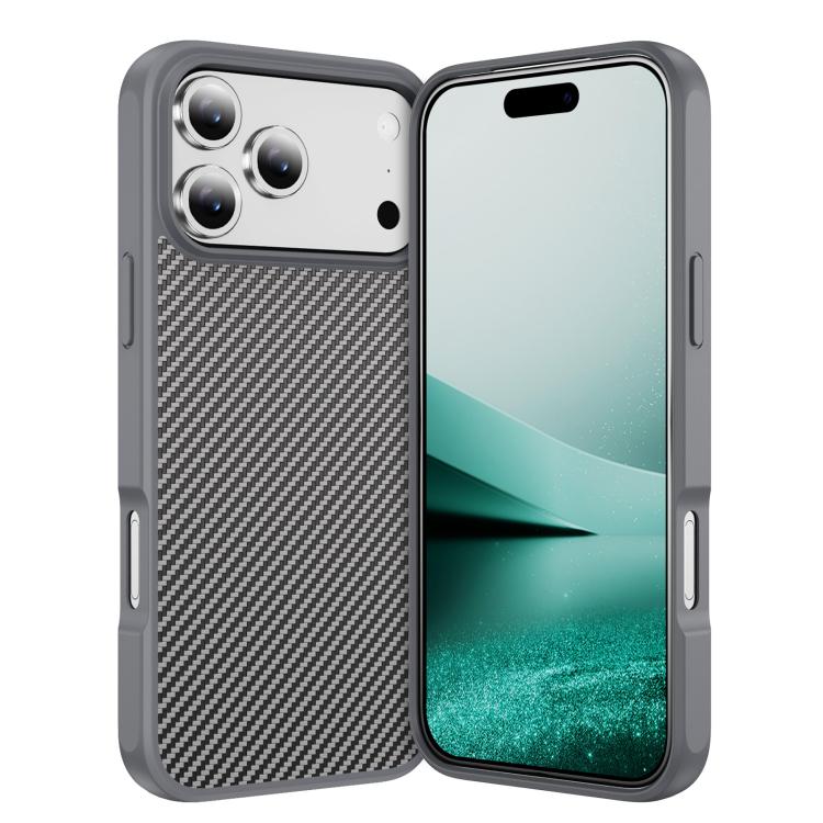 For iPhone 17 Pro Carbon Fiber Texture Skin-feel MagSafe Phone Case(Grey)