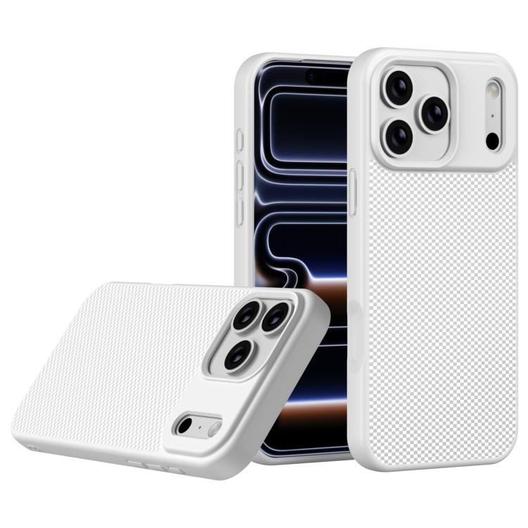 For iPhone 17 Pro Carbon Fiber Texture TPU Soft Edge Magnetic Shockproof Phone Case(White)