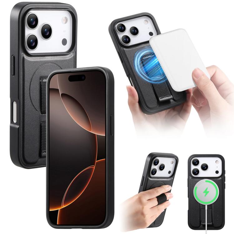 For iPhone 17 Pro CaseNeo Finger Grip Wristband MagSafe Back Phone Case(Black)