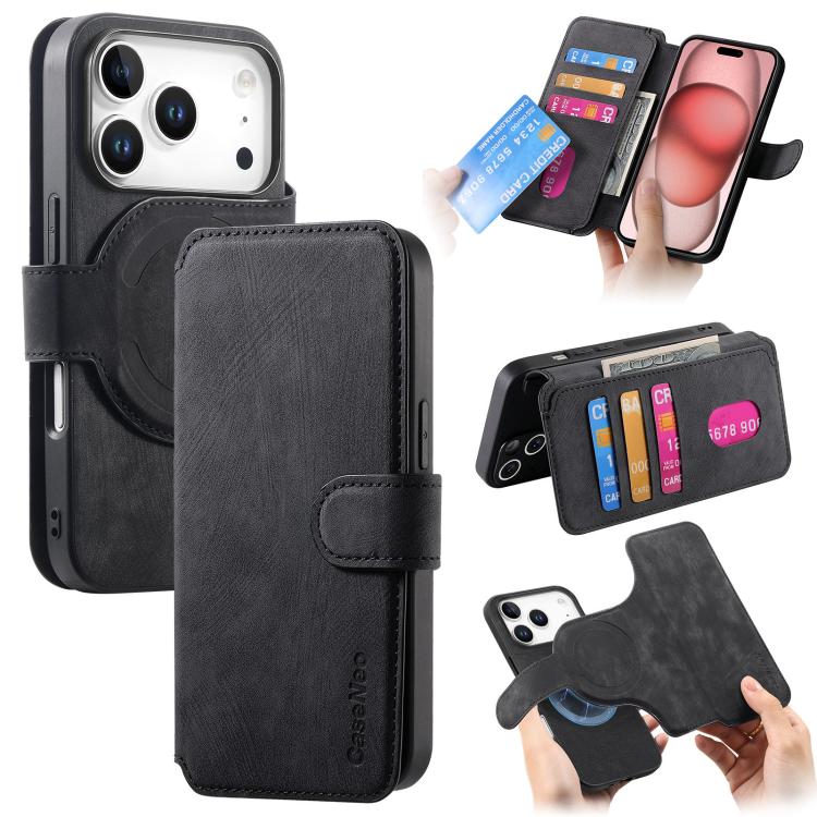 For iPhone 17 Pro CaseNeo MagSafe RFID Anti-theft Retro Leather Phone Case(Black)