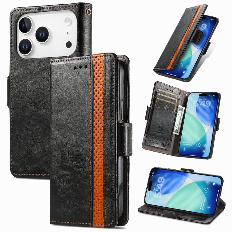 For iPhone 17 Pro CaseNeo Splicing Dual Magnetic Buckle Leather Phone Case(Black)