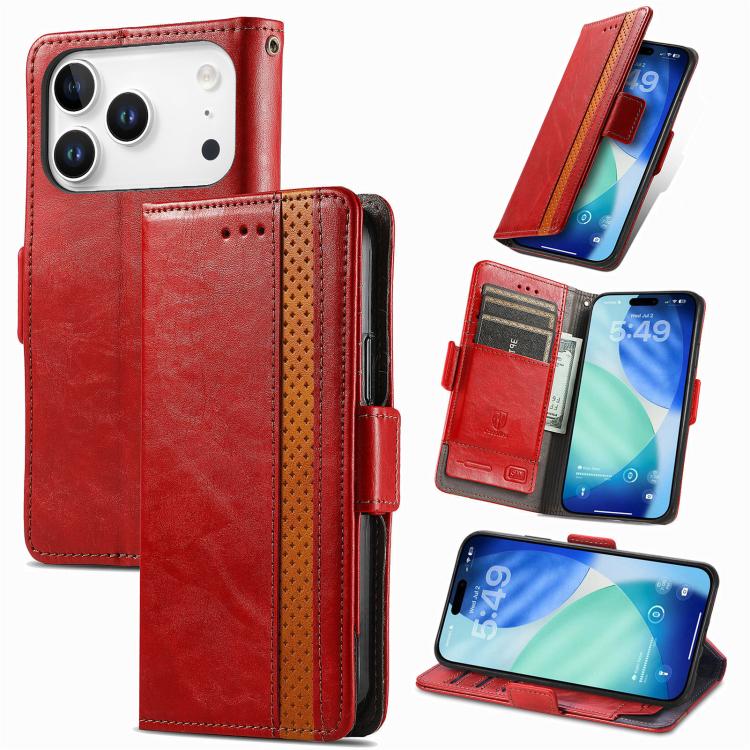 For iPhone 17 Pro CaseNeo Splicing Dual Magnetic Buckle Leather Phone Case(Red)