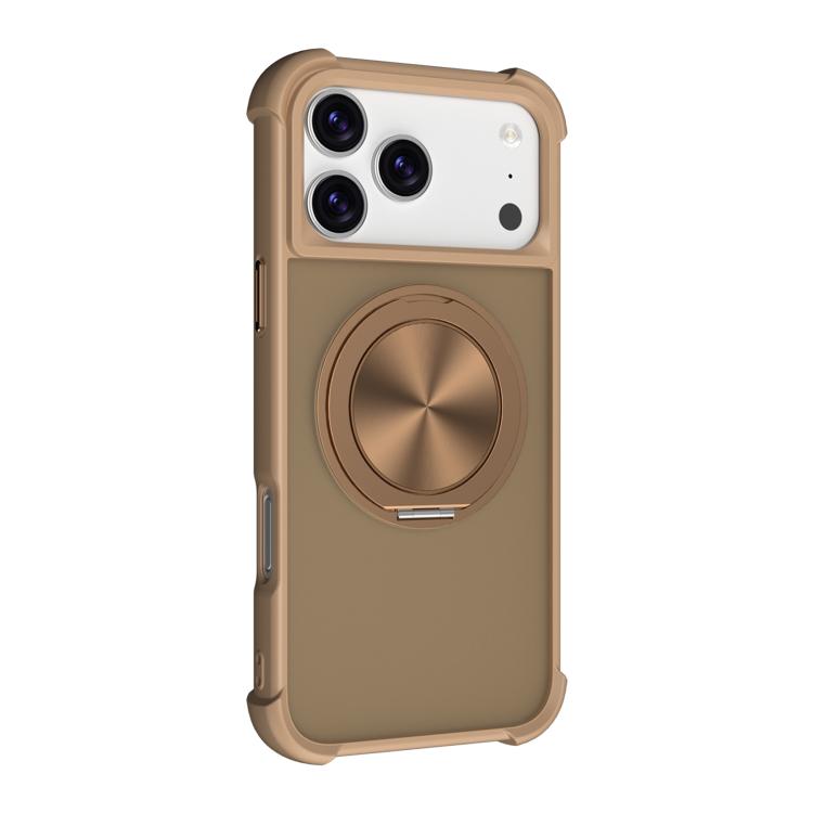 For iPhone 17 Pro CD Texture 360 Degree Rotating Holder MagSafe Phone Case(Desert Gold)