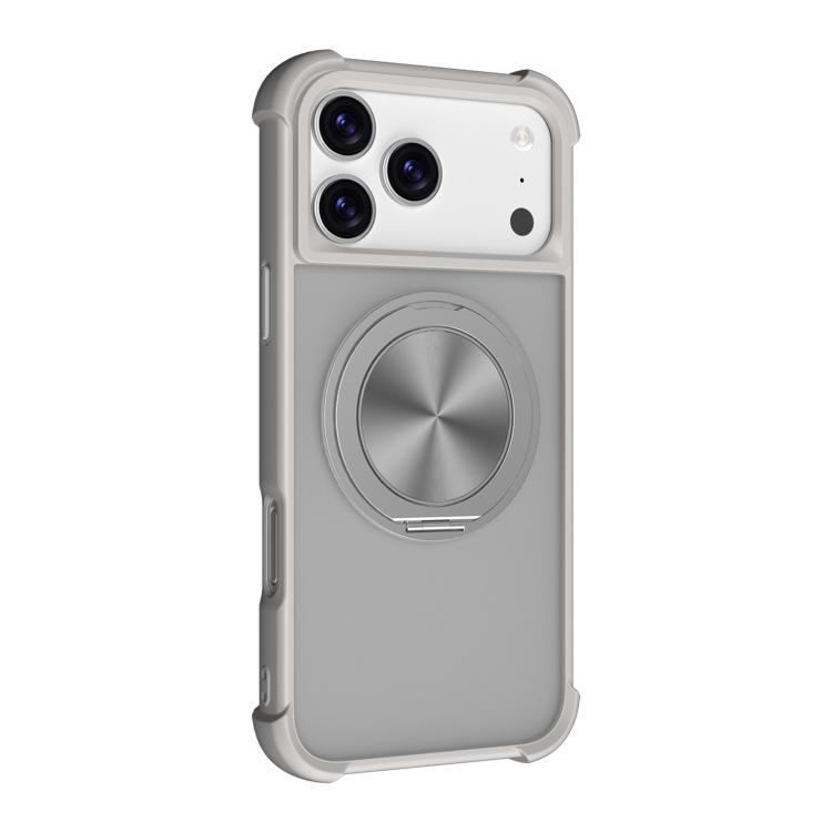 For iPhone 17 Pro CD Texture 360 Degree Rotating Holder MagSafe Phone Case(Grey)