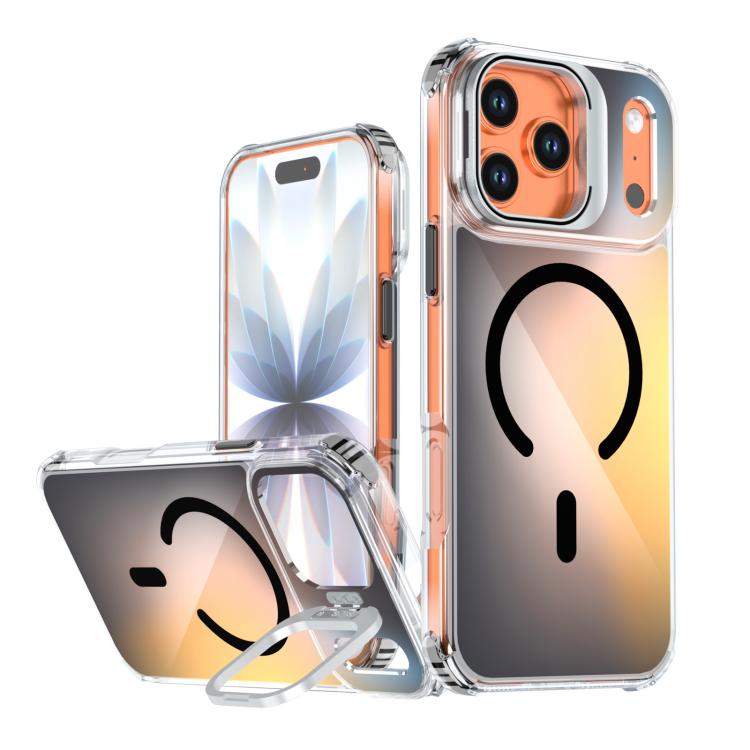 For iPhone 17 Pro Chameleon Lens Kickstand Magnetic Phone Case(Black)