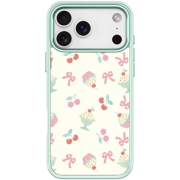 For iPhone 17 Pro Cherry Cake Pattern Magnetic Phone Case(Light Green)
