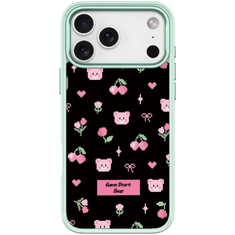 For iPhone 17 Pro Cherry Pattern Magnetic Phone Case(Light Green)