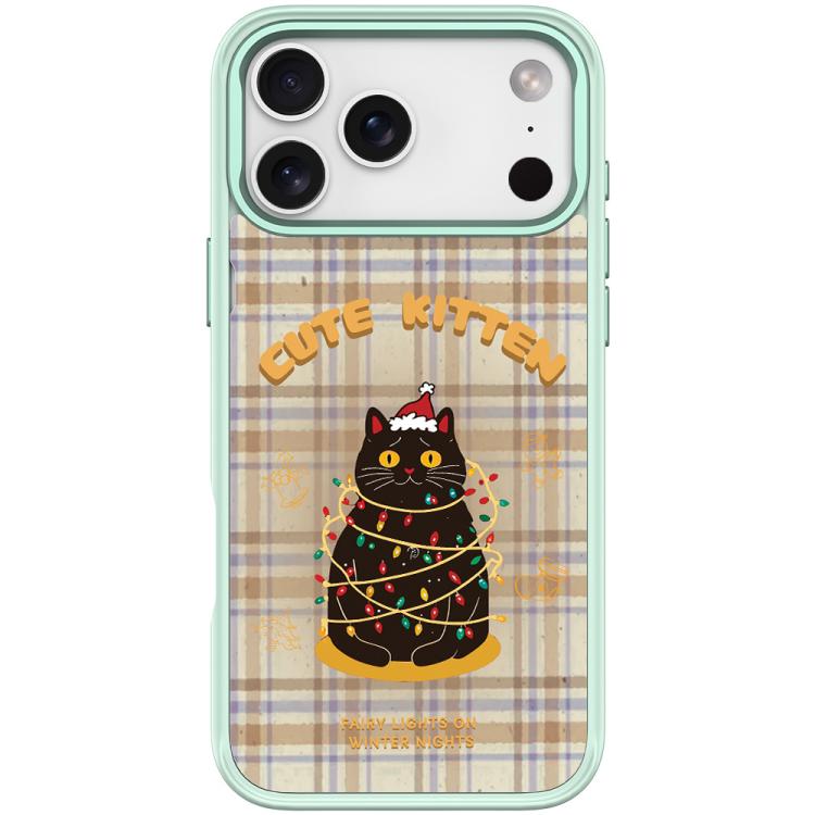 For iPhone 17 Pro Christmas Cat Pattern Magnetic Phone Case(Light Green)