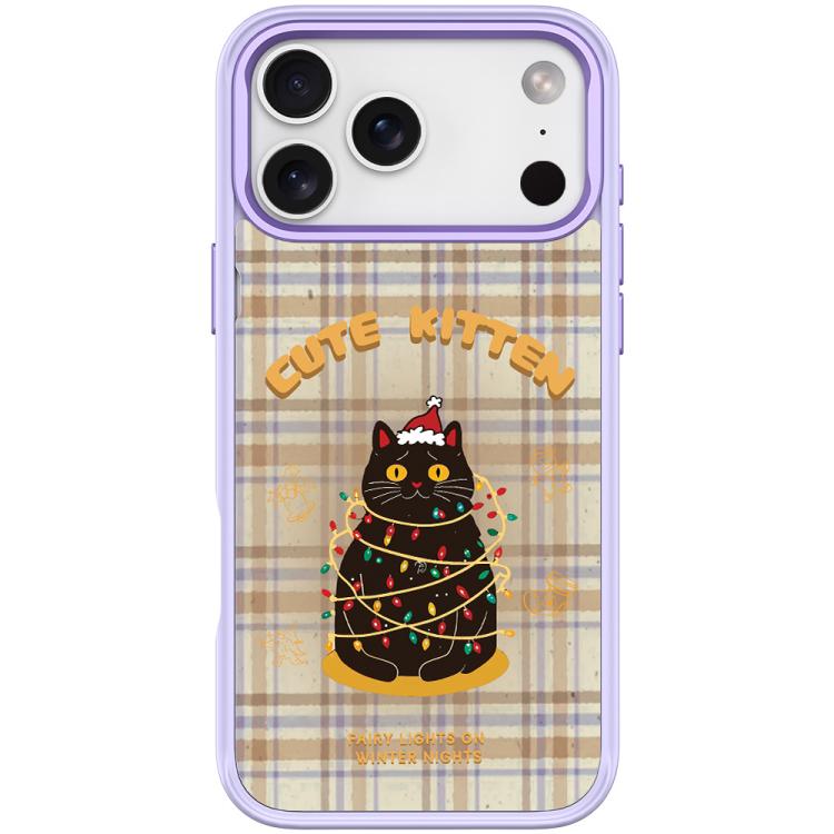 For iPhone 17 Pro Christmas Cat Pattern Magnetic Phone Case(Light Purple)