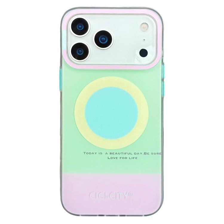 For iPhone 17 Pro CICI-CITY CH-57 Contrast Color Magnetic Skin-Feel Phone Case(Mint Green)