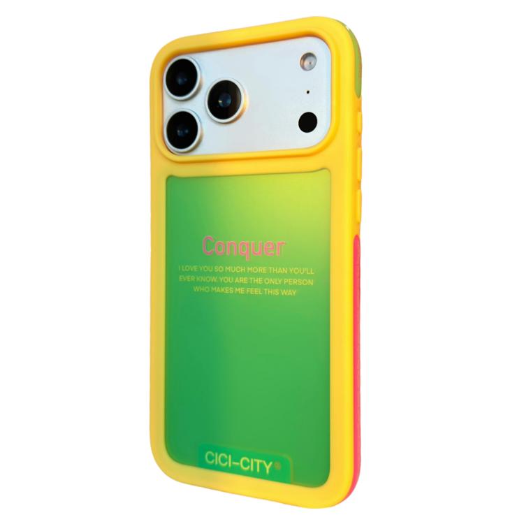 For iPhone 17 Pro CICI-CITY CH-60 Dopamine Dual-Tone Anti-Collision Phone Case(Yellow Frame Bean Green)