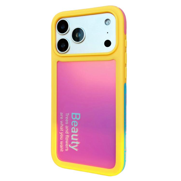 For iPhone 17 Pro CICI-CITY CH-60 Dopamine Dual-Tone Anti-Collision Phone Case(Yellow Frame Peach Pink)