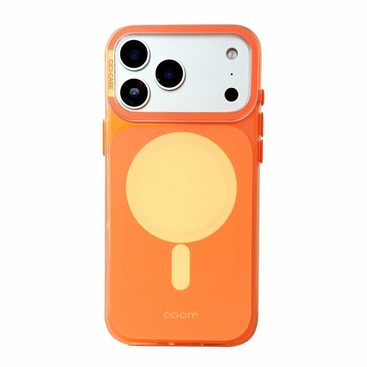 For iPhone 17 Pro CICI-CITY CH-63 Light & Shadow Solid Color Magnetic Phone Case(Orange Yellow)