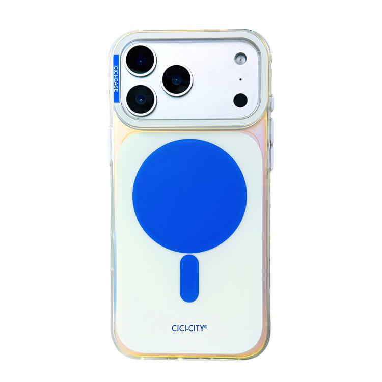 For iPhone 17 Pro CICI-CITY CH-63 Light & Shadow Solid Color Magnetic Phone Case(White Blue)