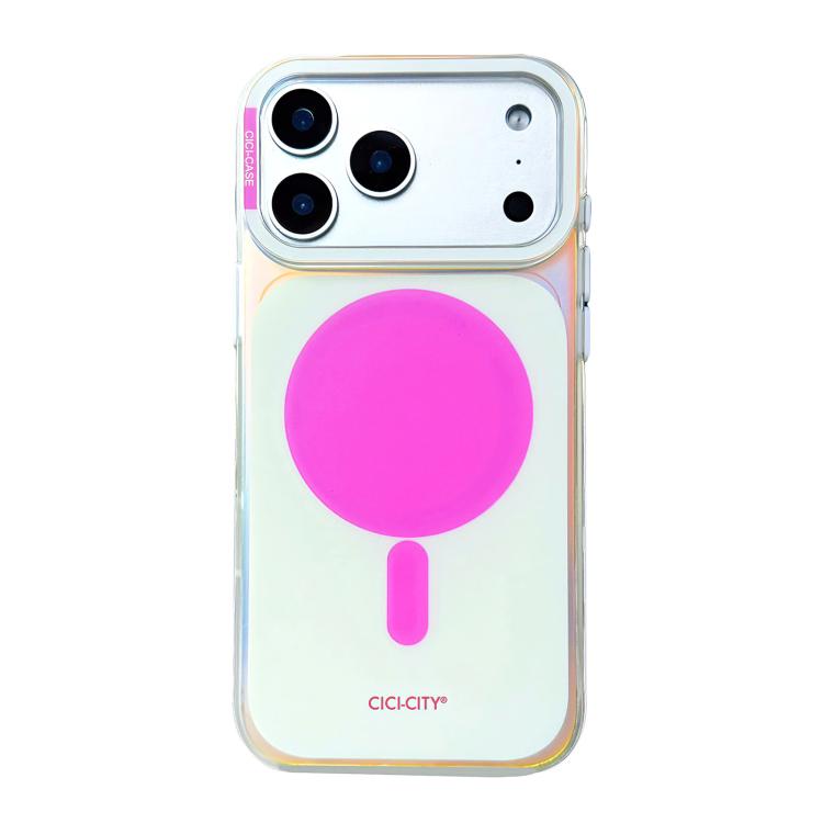 For iPhone 17 Pro CICI-CITY CH-63 Light & Shadow Solid Color Magnetic Phone Case(White Pink)