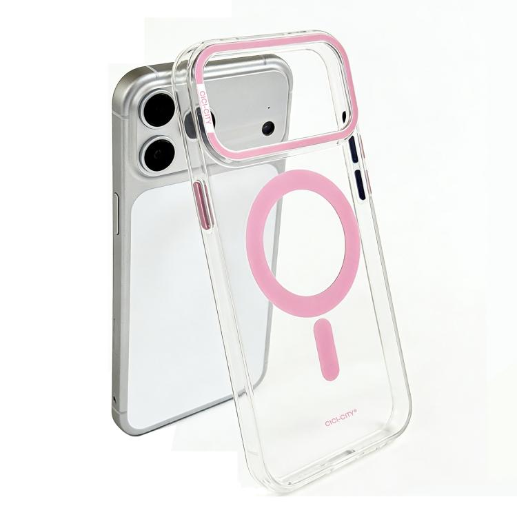 For iPhone 17 Pro CICI-CITY Self-Healing Transparent IMD Magnetic Phone Case(Pink)