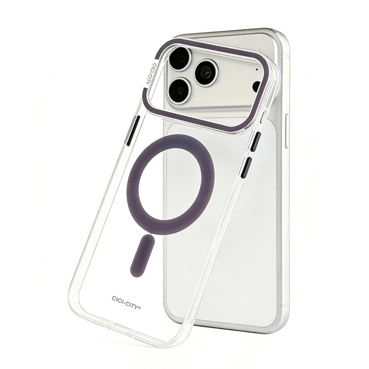 For iPhone 17 Pro CICI-CITY Self-Healing Transparent IMD Magnetic Phone Case(Purple)
