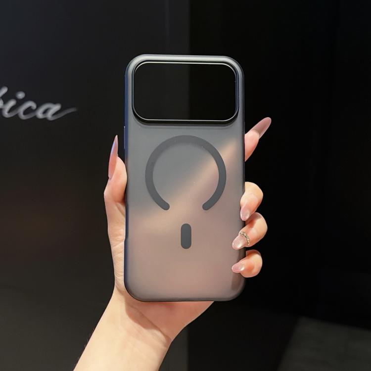 For iPhone 17 Pro Cloud Edge Floating Semi-Transparent Matte Magnetic Phone Case(Black)