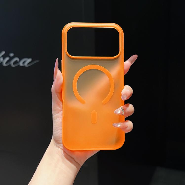 For iPhone 17 Pro Cloud Edge Floating Semi-Transparent Matte Magnetic Phone Case(Orange)