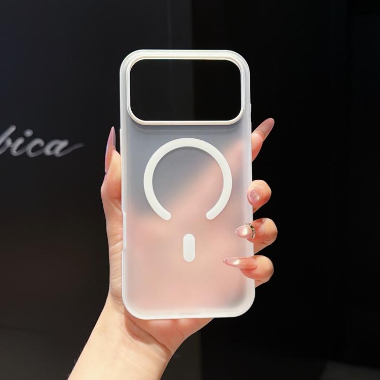 For iPhone 17 Pro Cloud Edge Floating Semi-Transparent Matte Magnetic Phone Case(White)