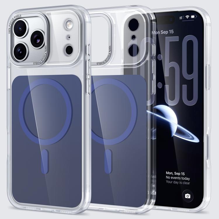 For iPhone 17 Pro Cloud Mirror Acrylic Transparent Shockproof MagSafe Phone Case(Blue)