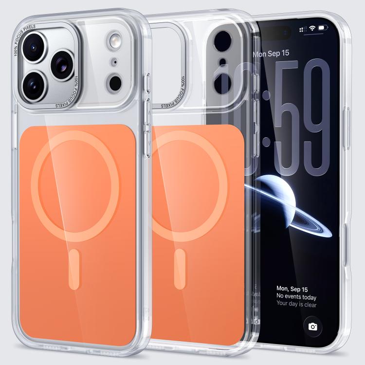 For iPhone 17 Pro Cloud Mirror Acrylic Transparent Shockproof MagSafe Phone Case(Orange)