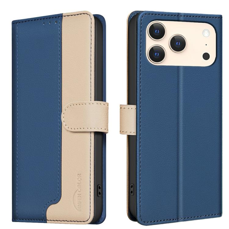 For iPhone 17 Pro Color Matching RFID Anti-theft Leather Phone Case(Blue)