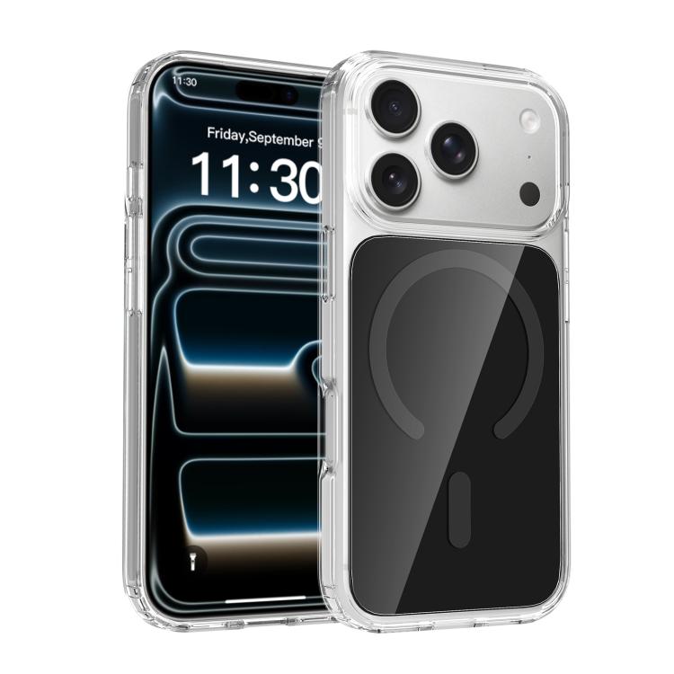 For iPhone 17 Pro Colorful Hard PC Hybrid Soft TPU Magnetic Phone Case(Black)