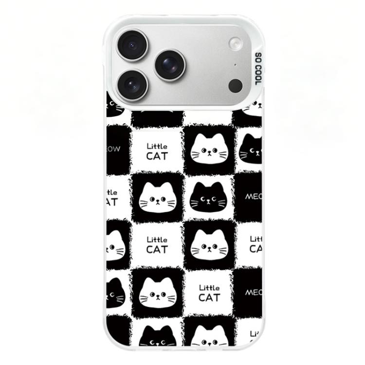 For iPhone 17 Pro Colorful Silver Plated IMD Pattern PC Hybrid TPU Phone Case(White Full Screen Cats)
