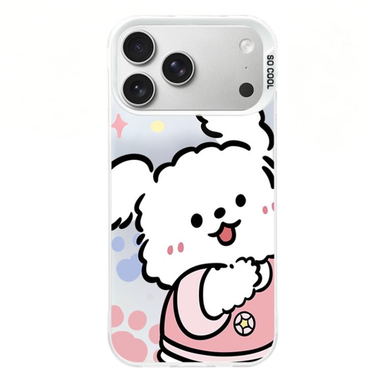 For iPhone 17 Pro Colorful Silver Plated IMD Pattern PC Hybrid TPU Phone Case(White Rabbit)