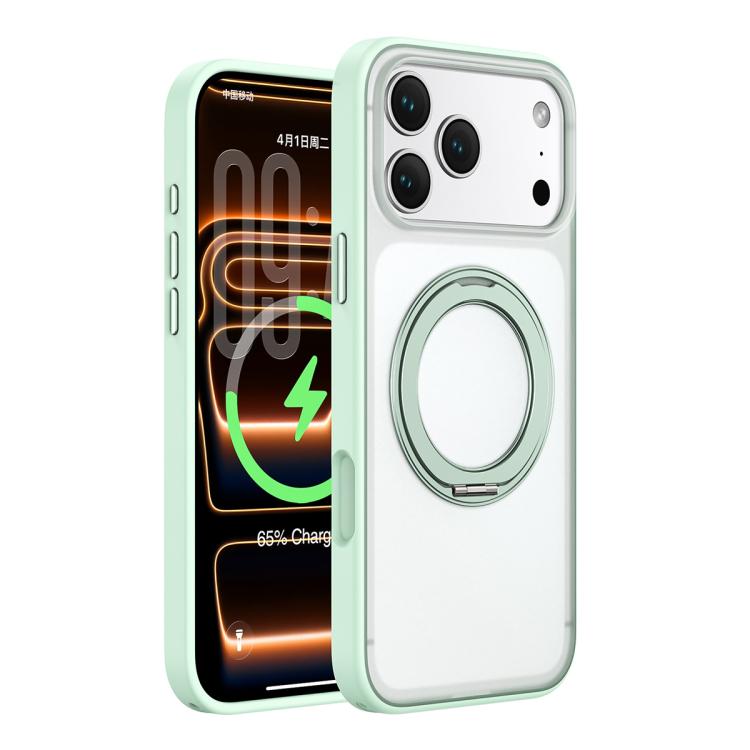 For iPhone 17 Pro Colorful Skin-Friendly Magnetic Rotating Holder Phone Case(Green)