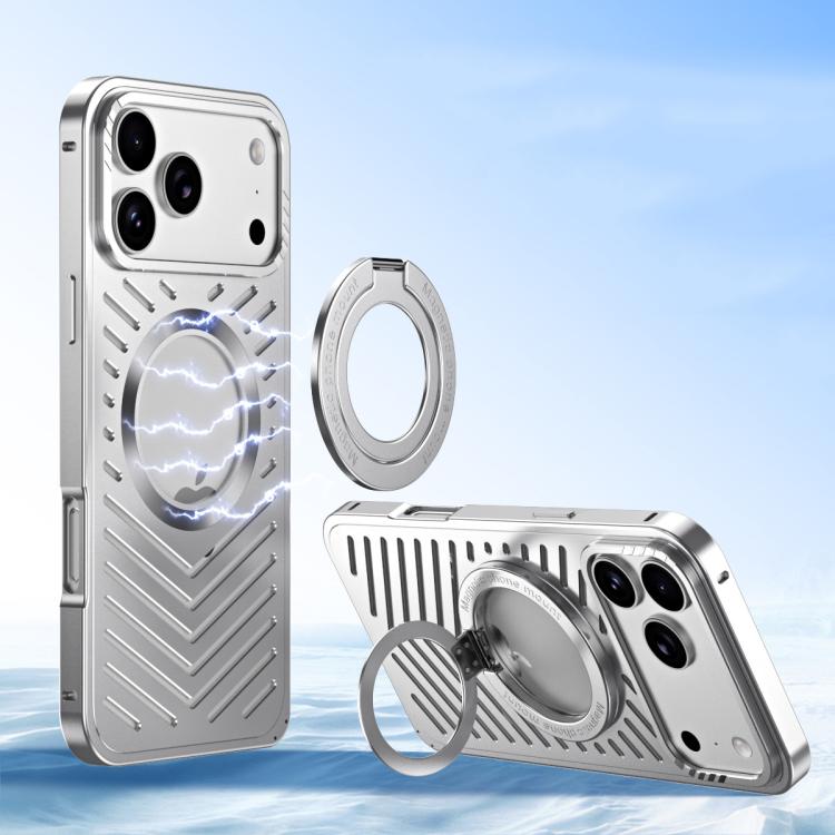 For iPhone 17 Pro Cooling MagSafe Magnetic Holder Metal Phone Case(Titanium)