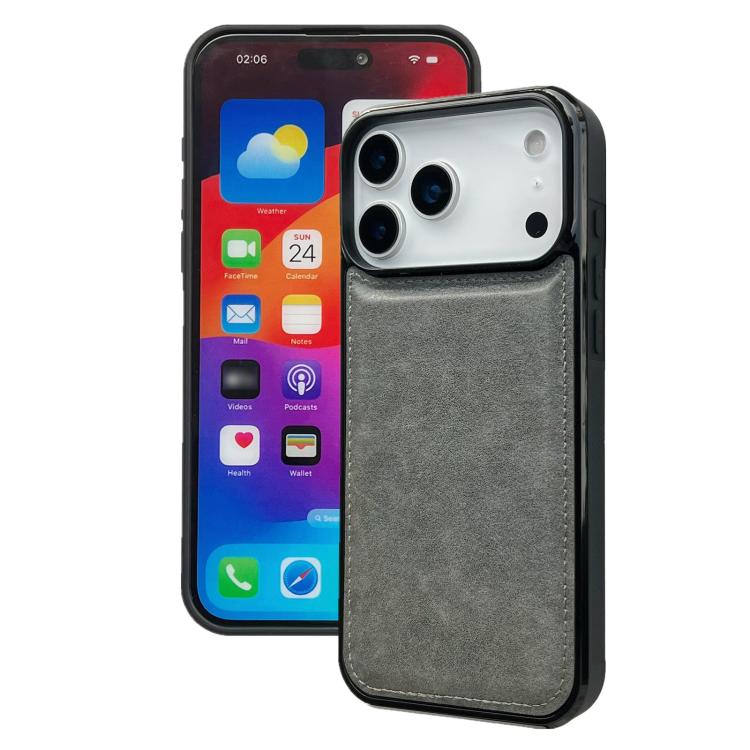For iPhone 17 Pro Cowhide Texture Back Cover Phone Case(Grey)