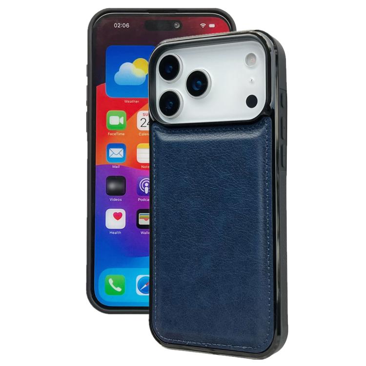 For iPhone 17 Pro Cowhide Texture Back Cover Phone Case(Royal Blue)