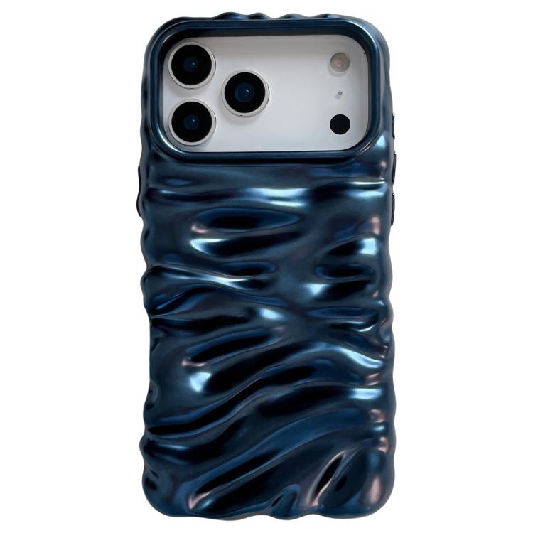 For iPhone 17 Pro Cream Texture Electroplating TPU Full Coverage Phone Case(Matte Blue)