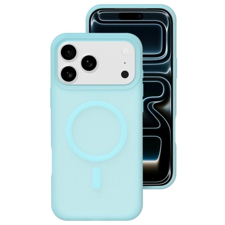 For iPhone 17 Pro Crystal-Clear Colors Skin-friendly Feel Liquid Silicone Magnetic Phone Case(Blue)