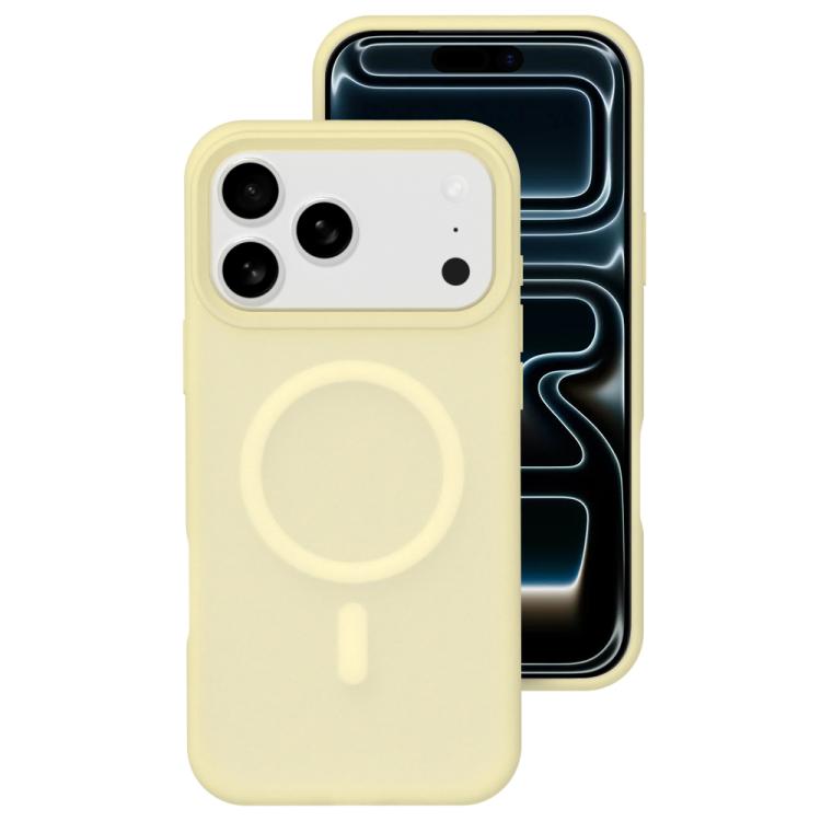 For iPhone 17 Pro Crystal-Clear Colors Skin-friendly Feel Liquid Silicone Magnetic Phone Case(Yellow)
