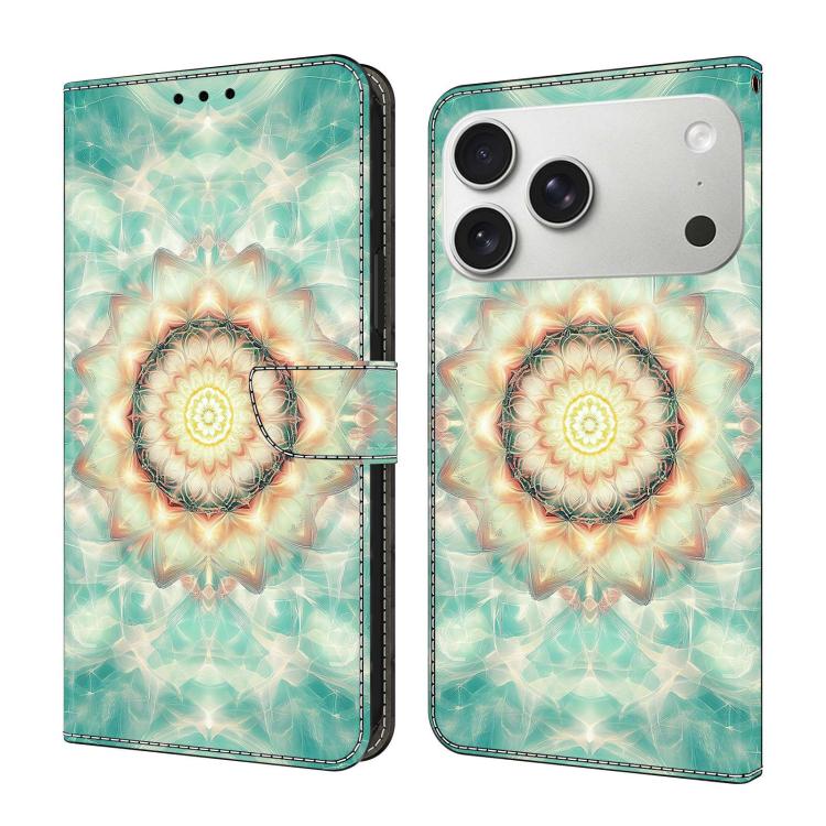 For iPhone 17 Pro Crystal-Like Painted Vegan Leather Phone Case(Glass Light)